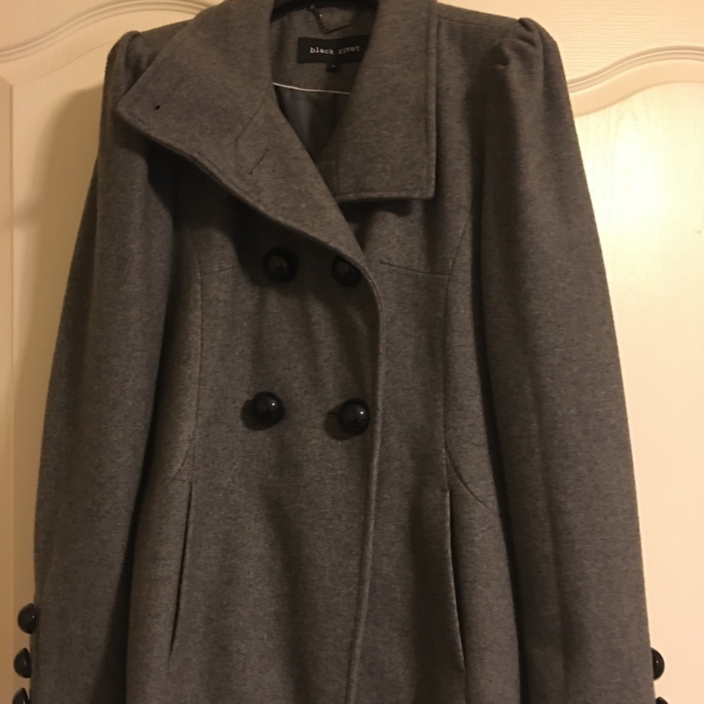 Black Rivet Peacoat